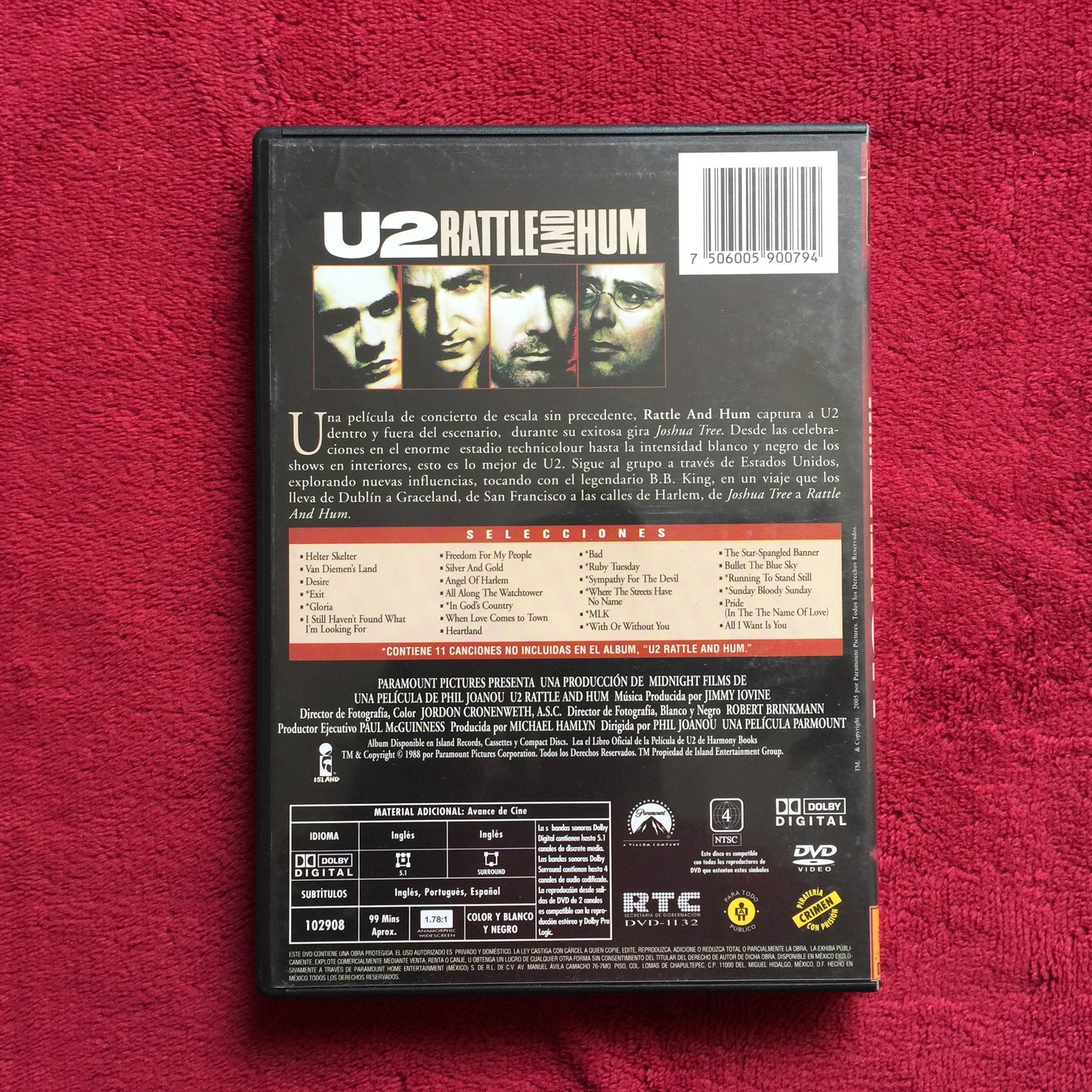 U2. Rattle And Hum. DVD.