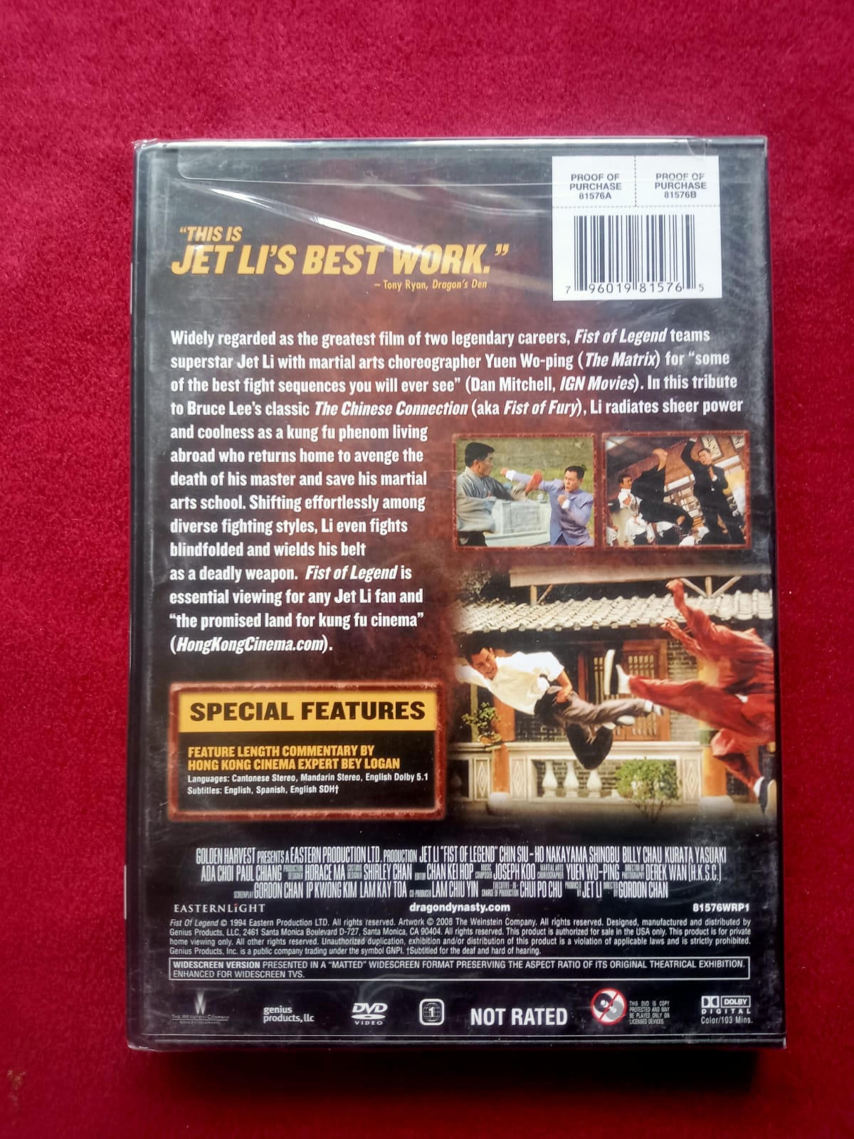 Fist of Legend. DVD nuevo, importado. formato muerto