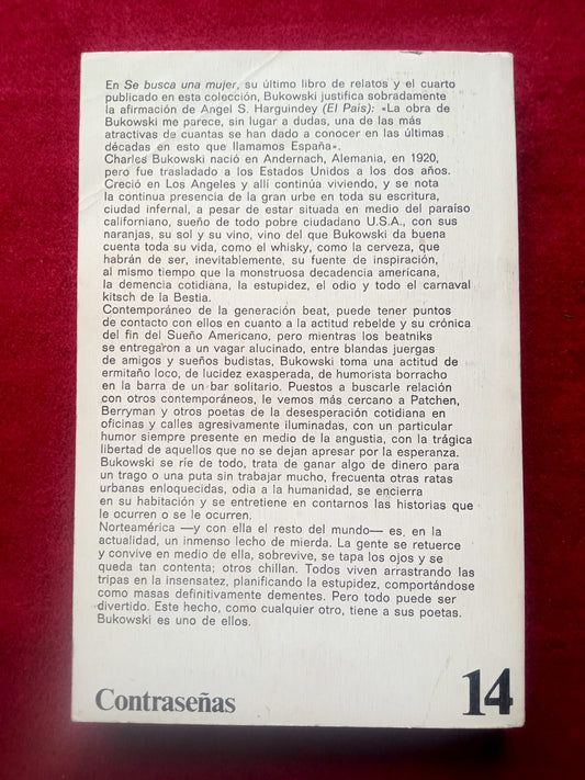 Charles Bukowski. Se busca una mujer. Libro en buen estado. formato muerto