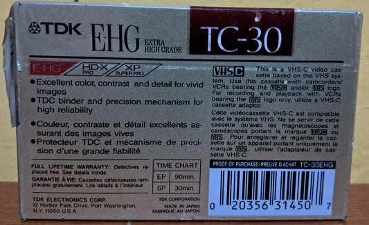 TDK EHG TC-30. Artículo nuevo. formato muerto