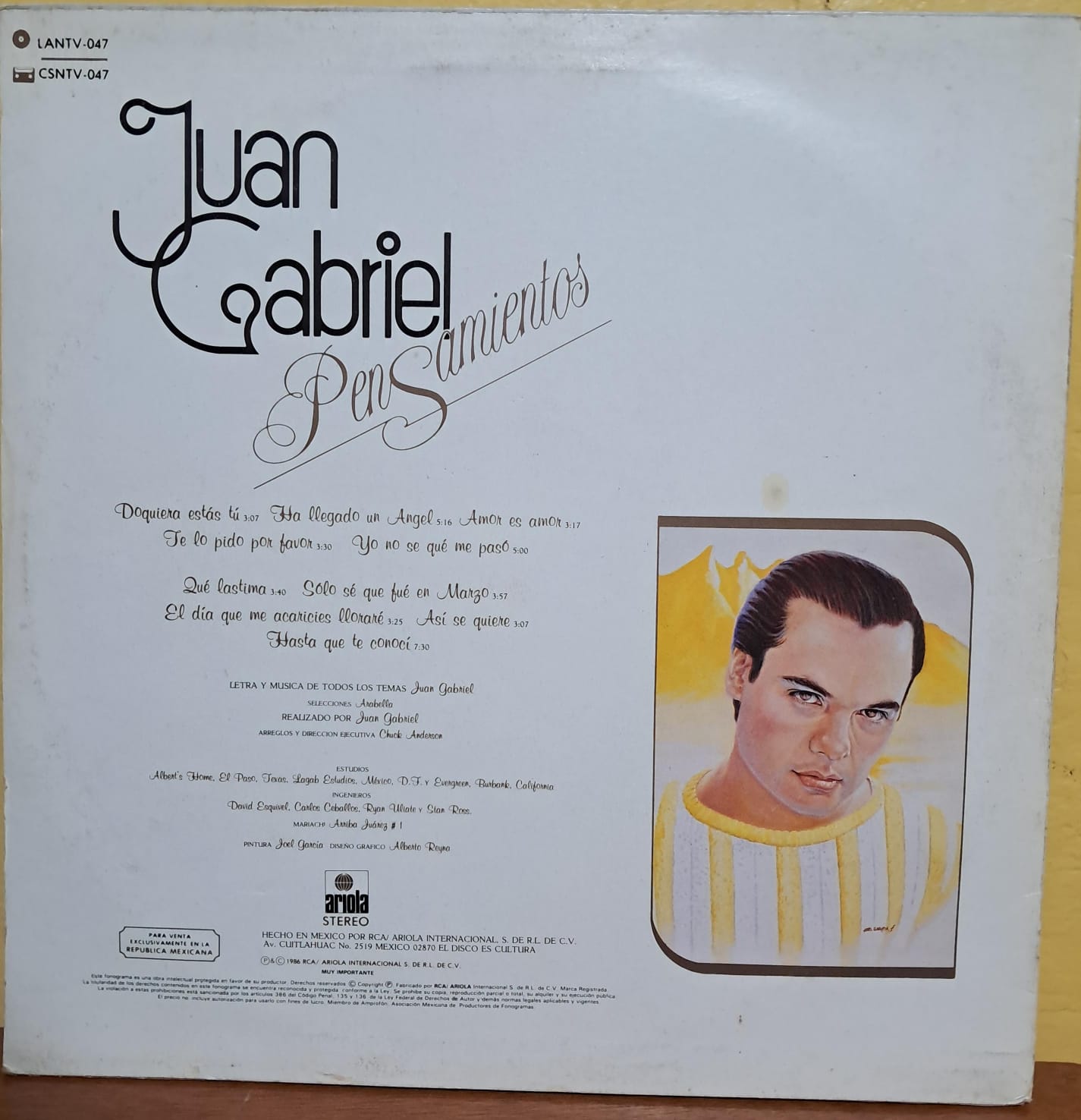 💿 Juan Gabriel – Pensamientos (1986). Vinilo primera edición excelente estado. formato muerto