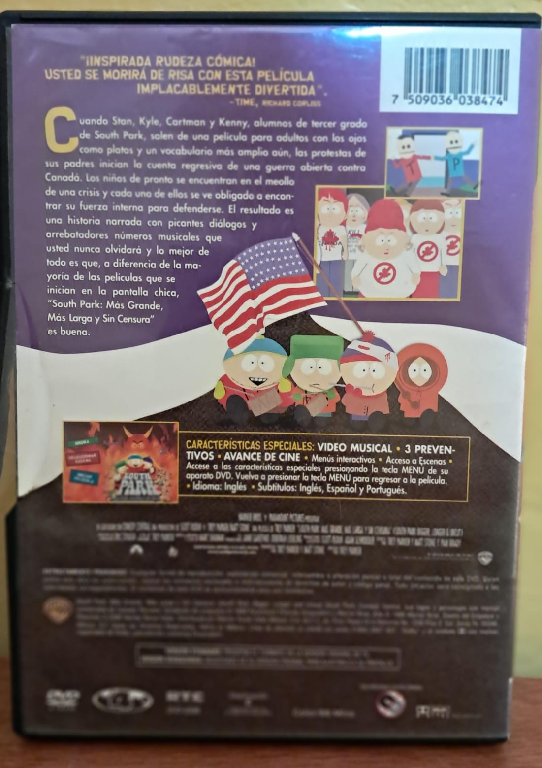 🎬 South Park: Más Grande, Más Larga y Sin Censura – DVD Nacional en excelente estado. formato muerto
