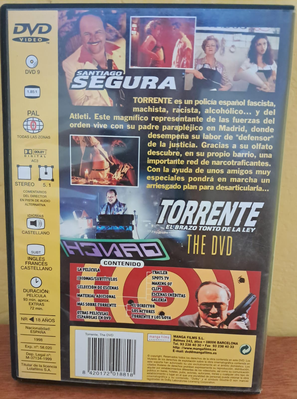 🎬 TORRENTE: EL BRAZO TONTO DE LA LEY. DVD importado.