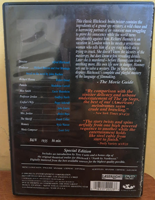 The 39 Steps. DVD importado. formato muerto