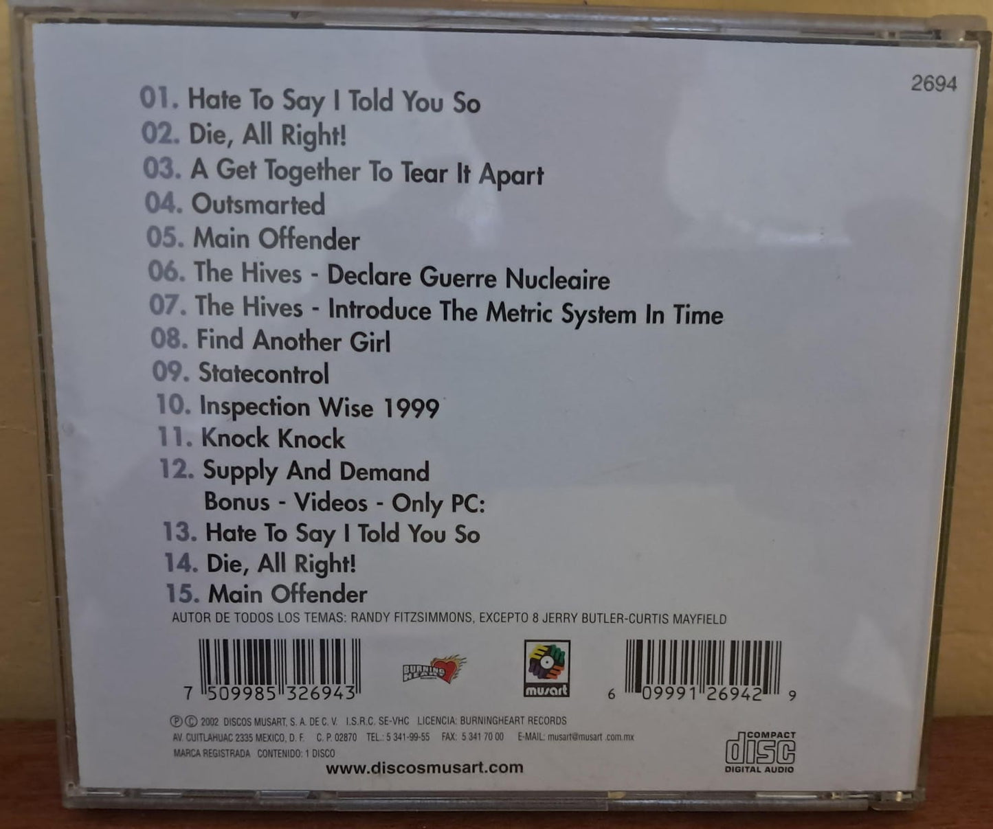 The Hives - Veni Vidi Vicious. Cd en buen estado. formato muerto