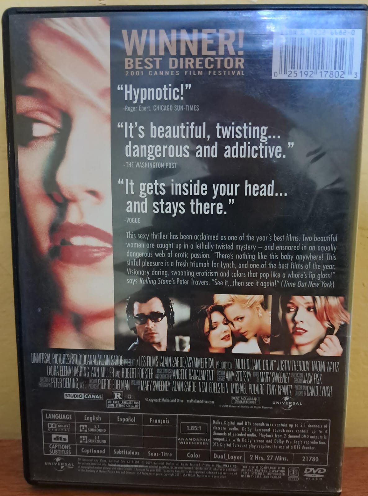 Mulholland Dr. (David Lynch). DVD importado. formato muerto