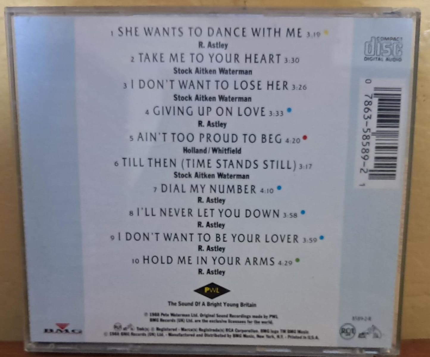 Hold Me in Your Arms. Rick Astley. Cd en buen estado. formato muerto