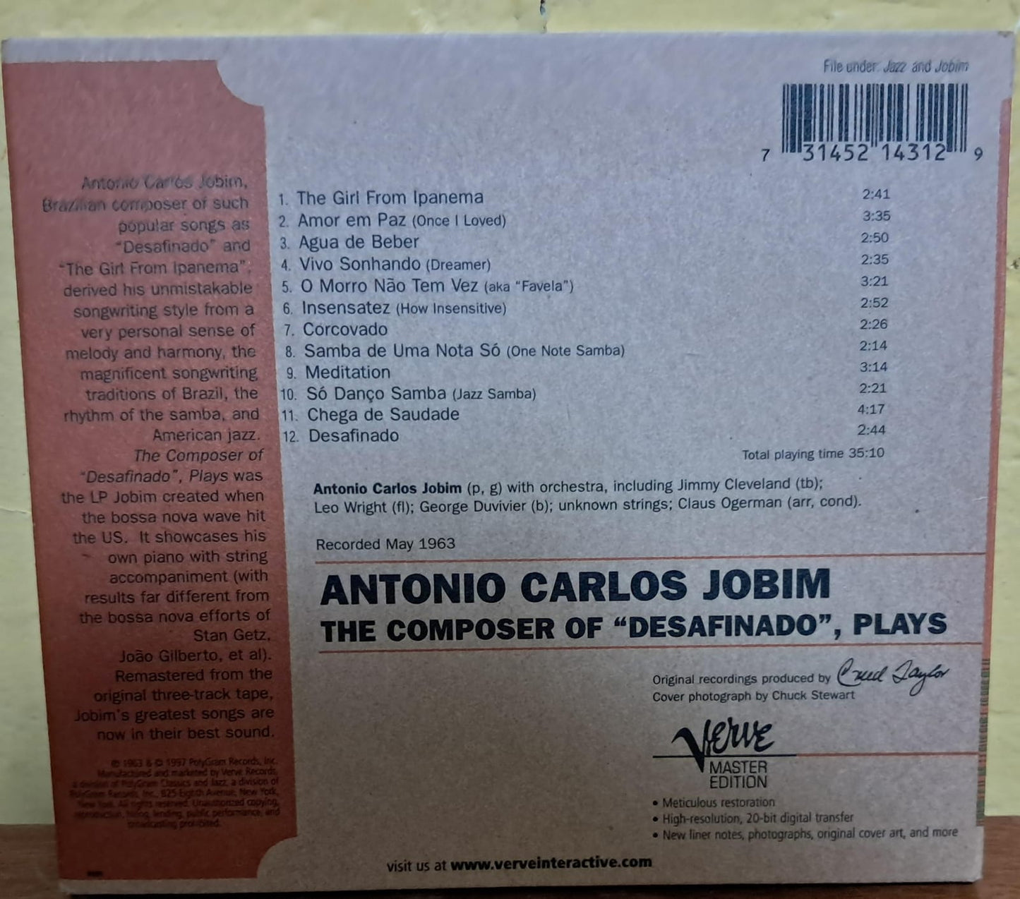 ANTONIO CARLOS JOBIM – THE COMPOSER OF DESAFINADO, PLAYS. Cd importado en excelente estado. formato muerto