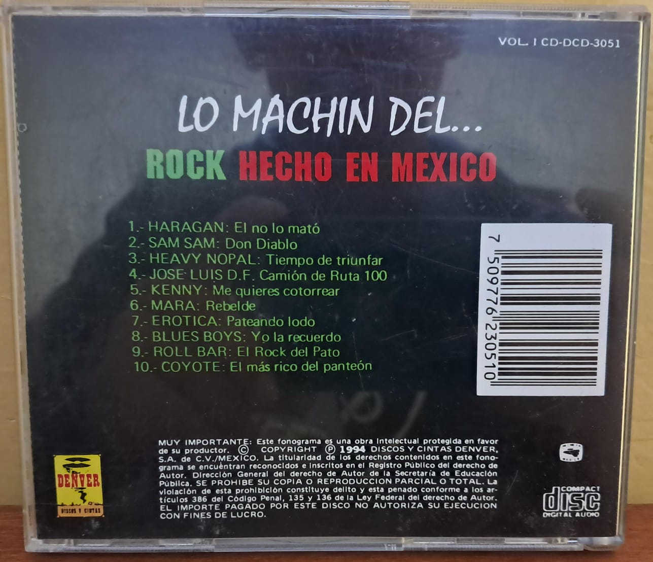 Varios – Lo Machin Del... Rock Hecho En Mexico Vol 1. Cd en buen estado. formato muerto