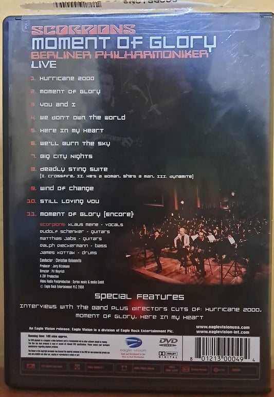 Scorpions & Berliner Philharmoniker – Moment Of Glory - Live. DVD en buen estado. formato muerto