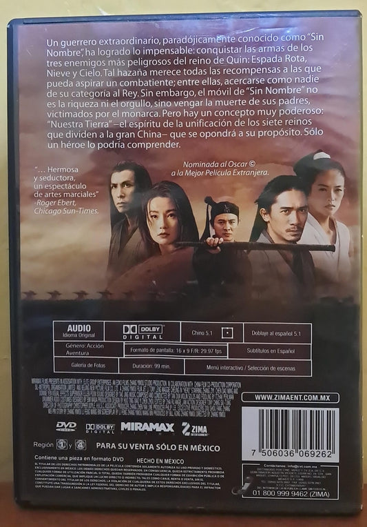 Jet Li – Héroe. DVD en buen estado. formato muerto