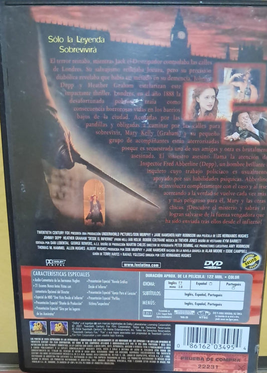 Desde el Infierno (From Hell). DVD nacional en buen estado. formato muerto