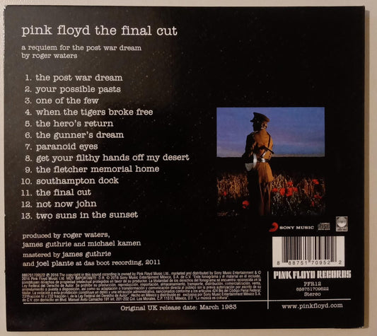 Pink Floyd – The Final Cut (CD nacional excelente estado). tienda de cds en méxico formato muerto