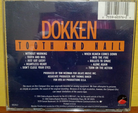 Dokken – Tooth & Nail (CD importado 9.0/10). tienda de discos en méxico formato muerto