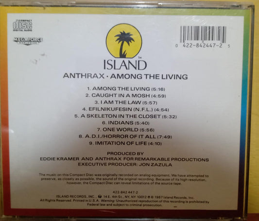 Anthrax – Among the Living (CD importado en buen estado).tienda de discos en méxico