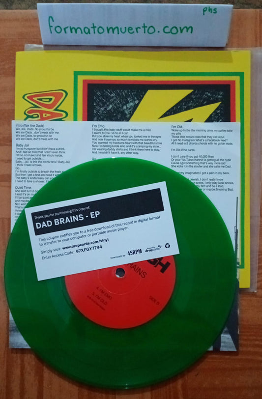 Dad Brains - S/T Green Vinyl 7". Vinilo nuevo. tienda de discos en méxico formato muerto