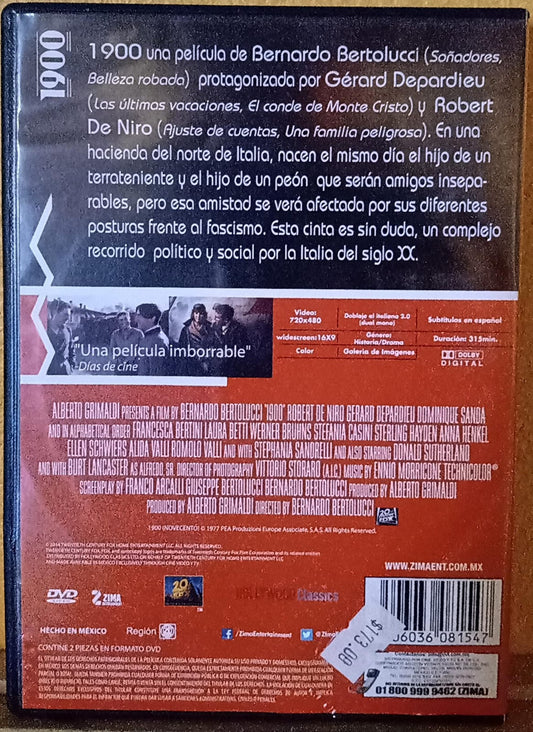 Novecento (1900) - (Bernardo Bertolucci, DVD doble excelente estado). tienda de discos en méxicoformato muerto