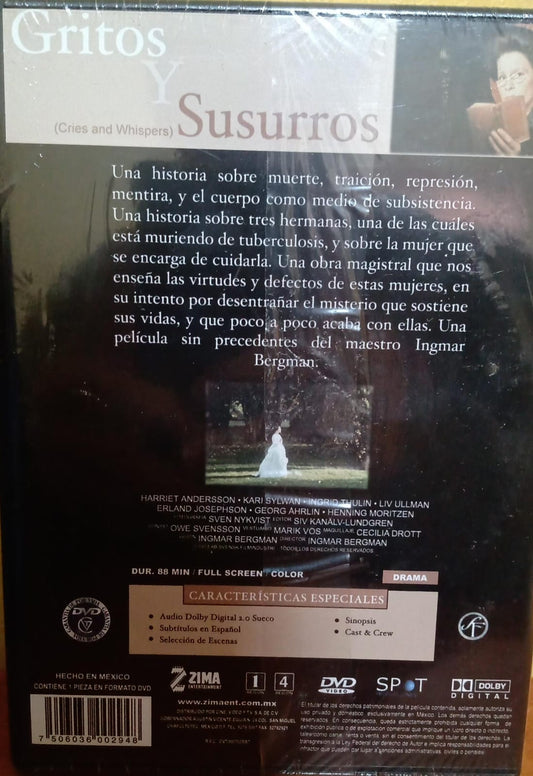 Gritos Y Susurros. Dvd Nuevo. Bergman. tienda de discos en méxico formato muerto