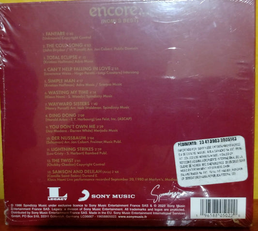 Klaus Nomi – Encore CD nuevo • Importado • Sellado. tienda de discos en méxico formato muerto