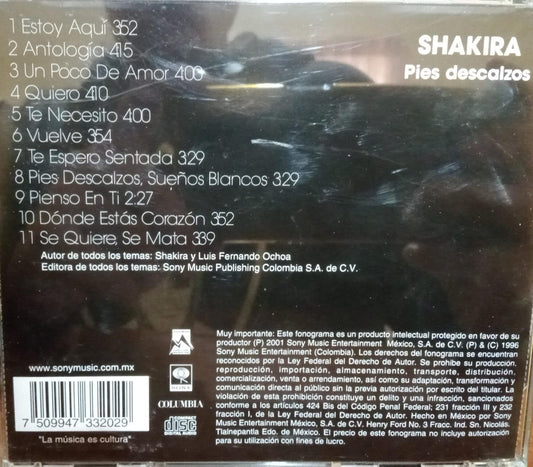 Shakira – Pies Descalzos. CD en buen estado.