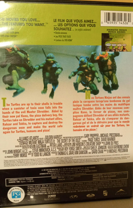 Teenage Mutant Ninja Turtles 2. DVD. tienda de discos en méxico formato muerto