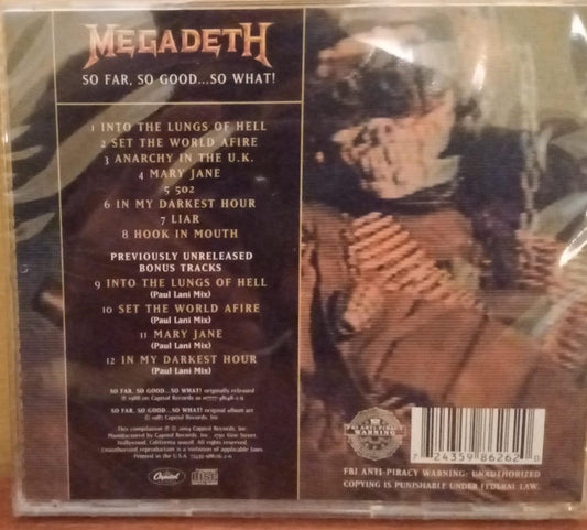 Megadeth – So Far, So Good...So What!. Cd nuevo, importado. tienda de discos en méxico formato muerto