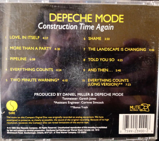 🔨 Depeche Mode – Construction Time Again 🔨
CD importado en buen estado 📀 tienda de discos en méxico formato muerto