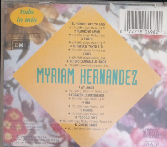 Myriam Hernandez – Todo Lo Mío. Cd.