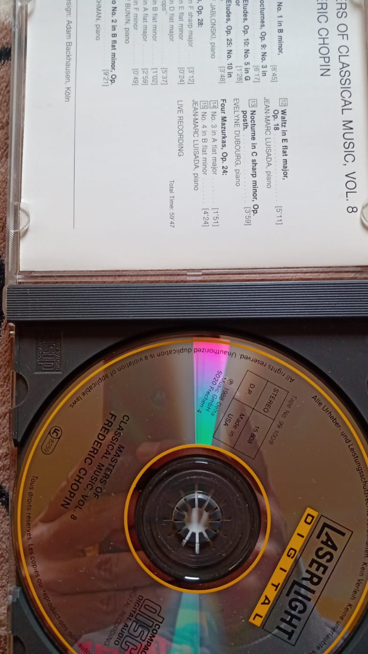 MASTERS OF CLASSICAL MUSIC, VOL. 8 FREDERIC CHOPIN. Cd.