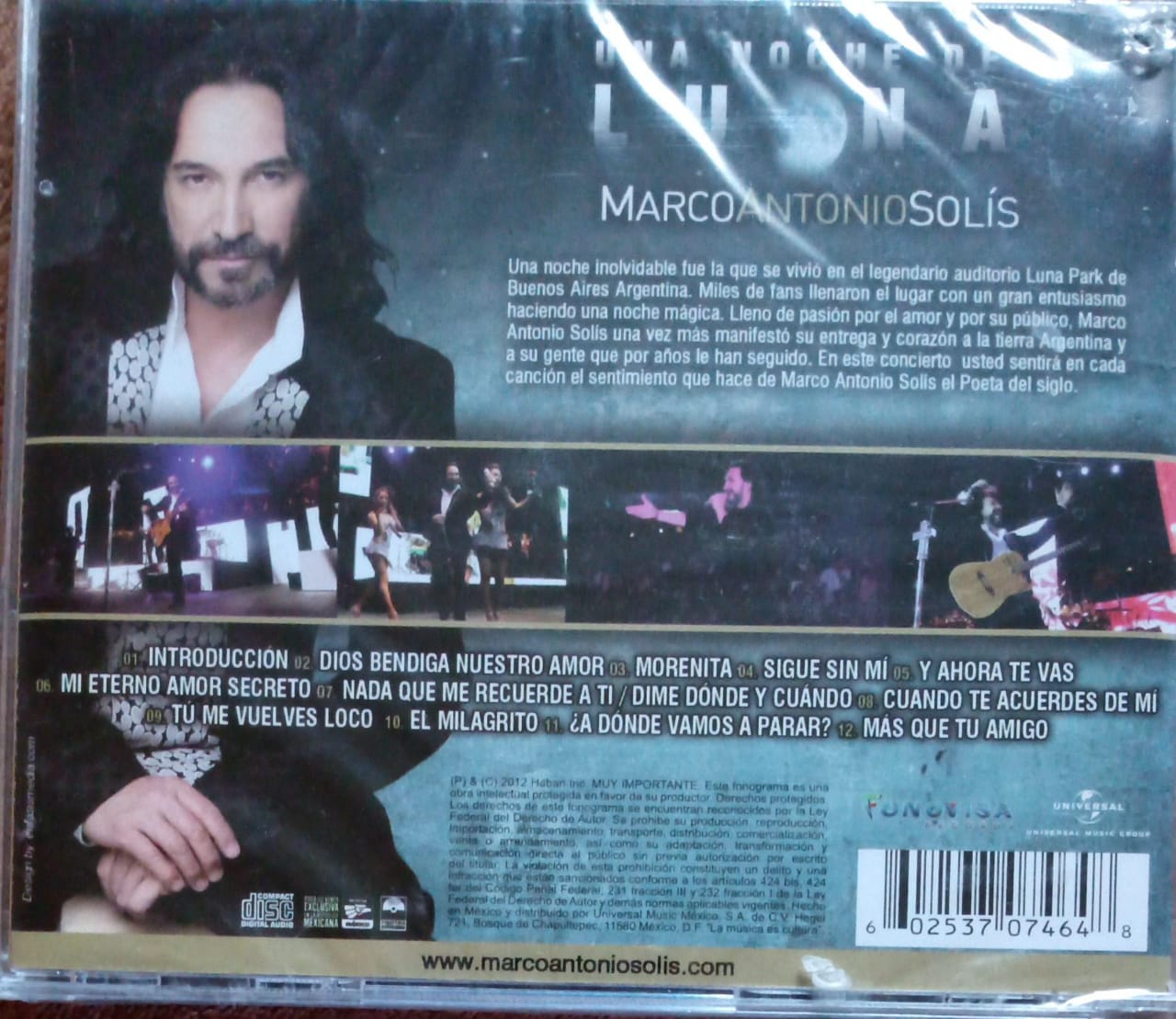 Marco Antonio Solís – Una Noche De Luna - En Vivo Desde Buenos Aires. Cd y DVD nuevo.