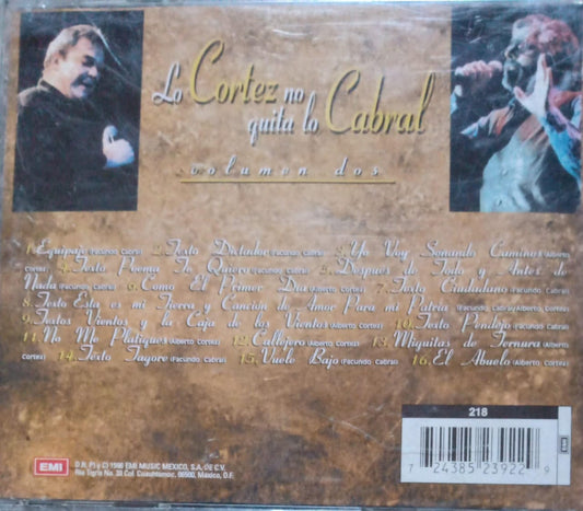 Facundo Cabral, Alberto Cortez – Lo Cortez No Quita Lo Cabral. Volumen Dos. Cd.