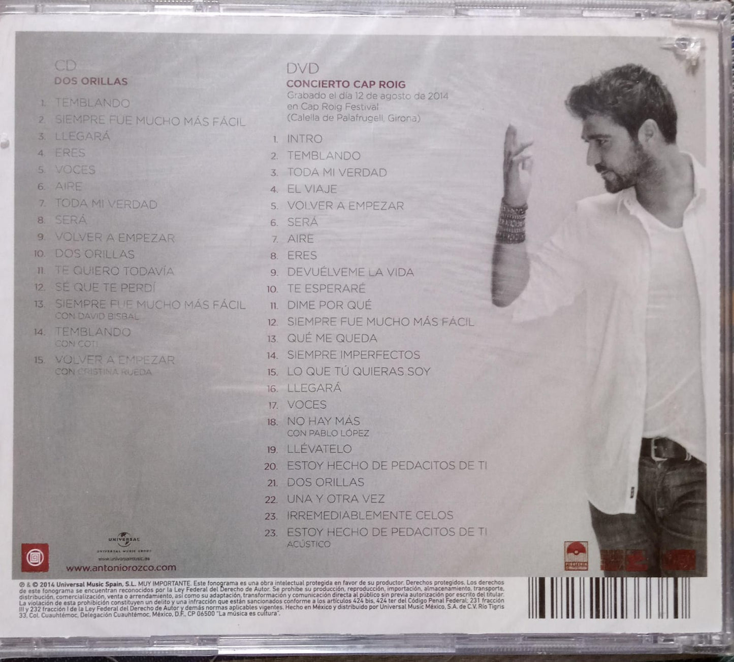 Antonio Orozco – Dos Orillas. Cd y DVD nuevo.
