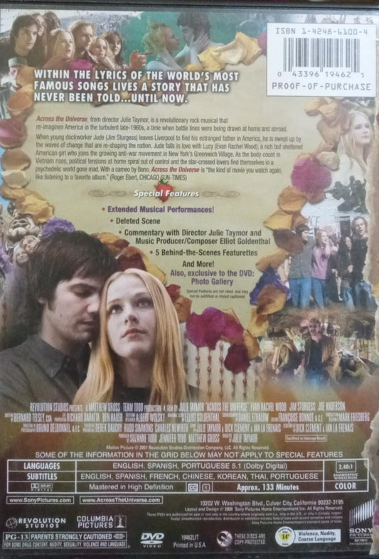 A través del universo. Across the Universe. DVD.
