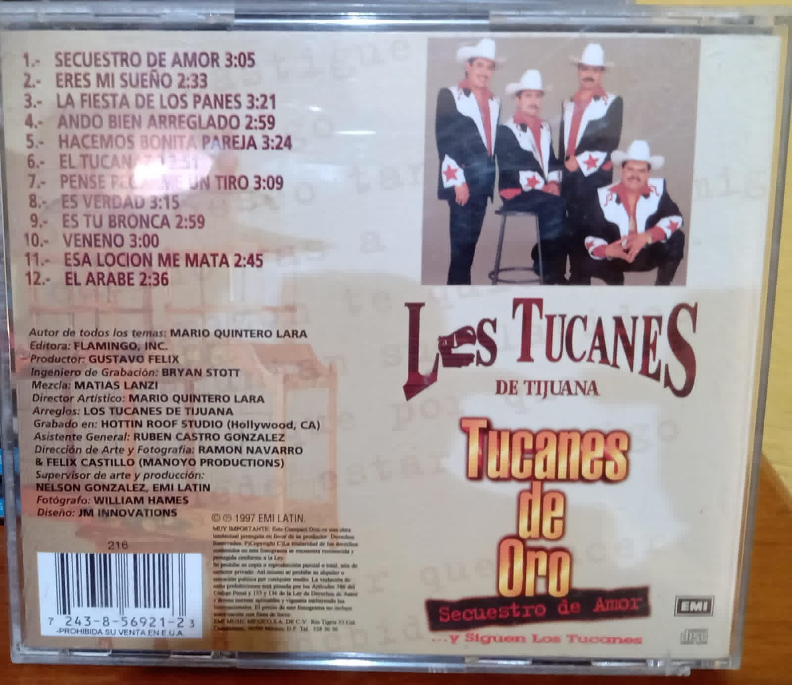 Tucanes de Oro... Secuestro de Amor (CD) Tucanes de Tijuana. Buen estado. tienda de discos en méxico formato muerto
