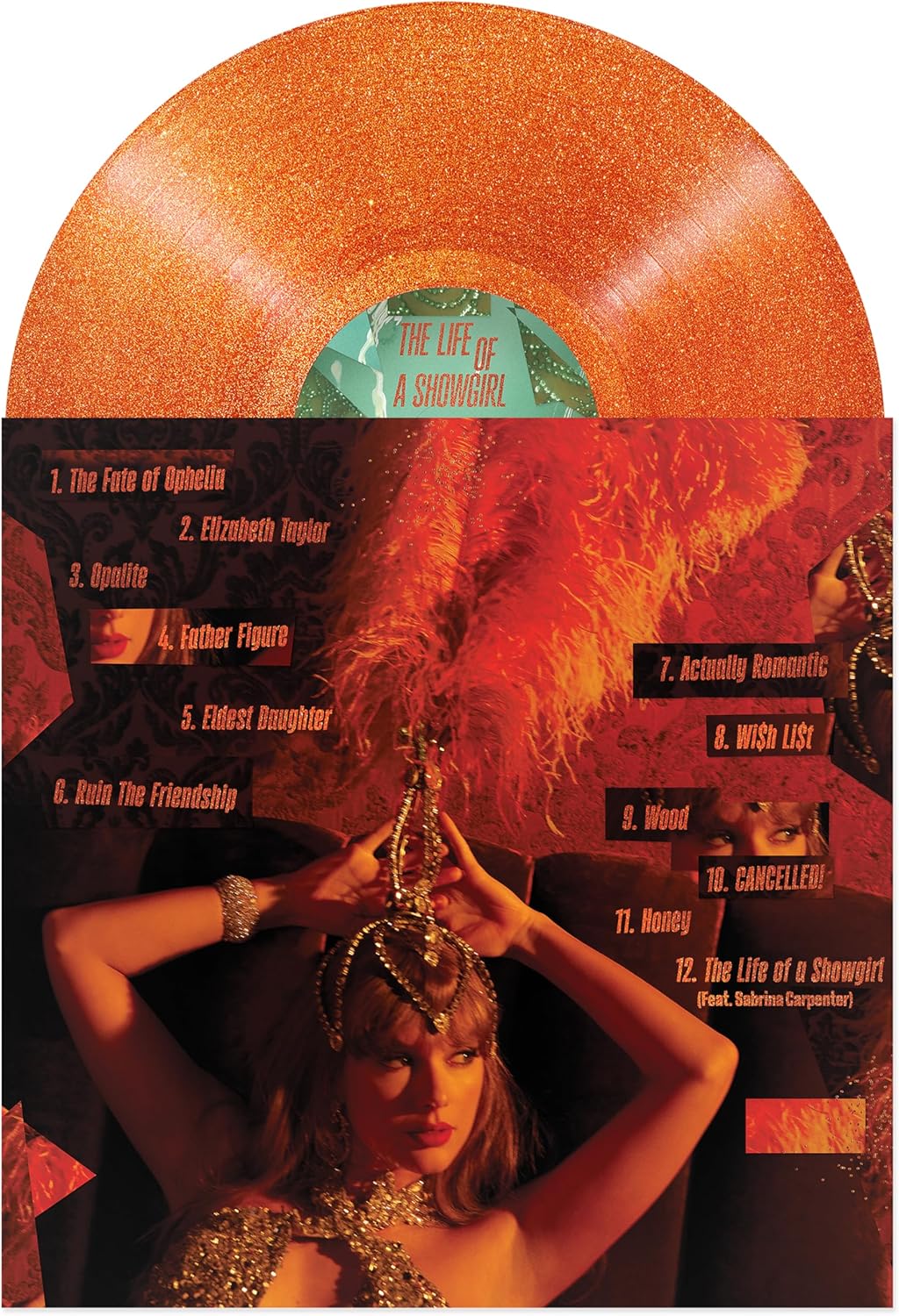 The Life of a Showgirl [Sweat & Vanilla Perfume Orange Glitter Vinyl] Taylor Swift. tienda de discos en méxico formato muerto