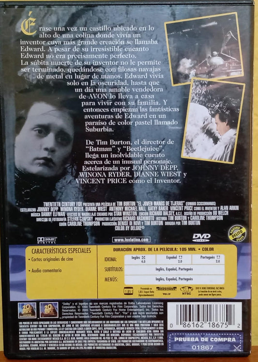 El Joven Manos de Tijera. DVD. tienda de discos en méxico formato muerto