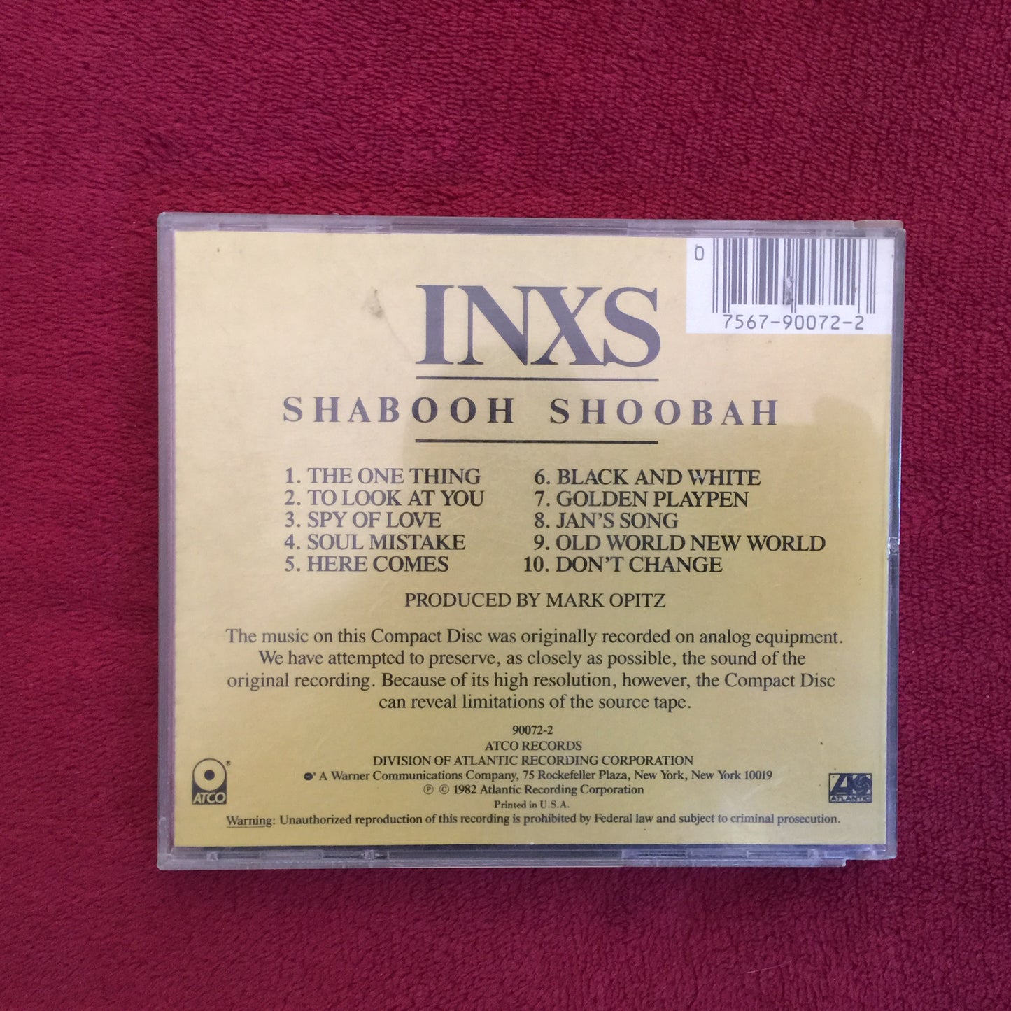 INXS. Shabooh - Shoobah. Cd importado en excelente estado.