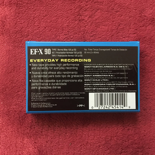 Cassette virgen Sony EF-X 90 nuevo, sellado.