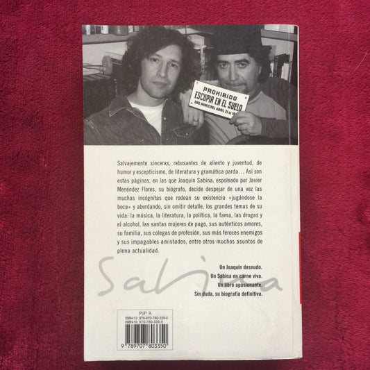 Joaquín Sabina, Javier Menéndez Flores. Sabina en carne viva. Libro.