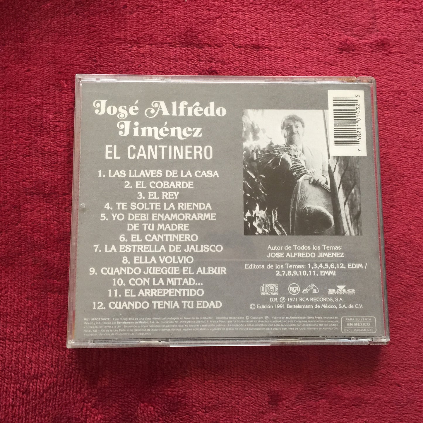 José Alfredo Jiménez. El Rey. El Cantinero. Cd.