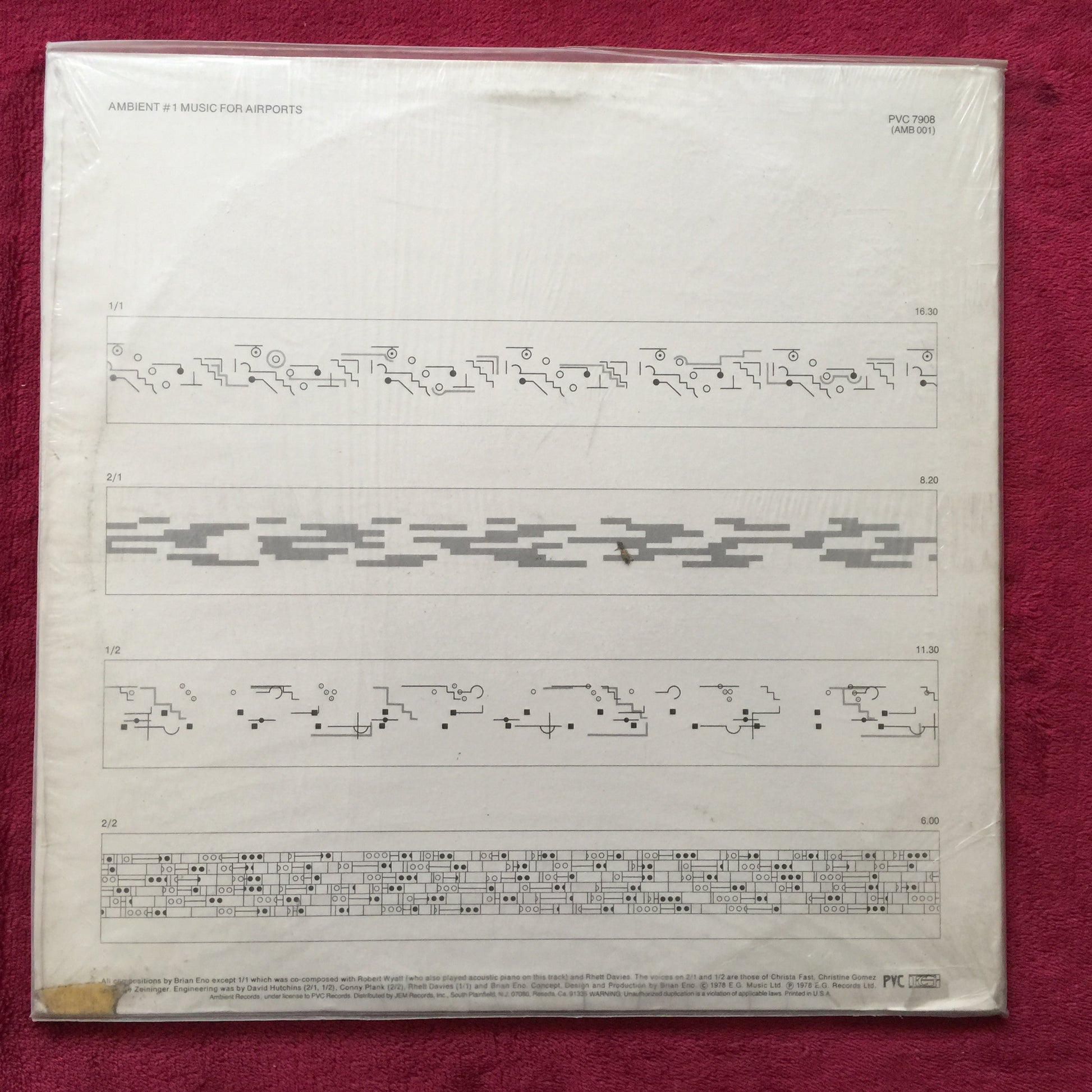 Brian Eno. Ambient 1: Music for Airports. Vinilo importado 1979 excelente estado. formato muerto