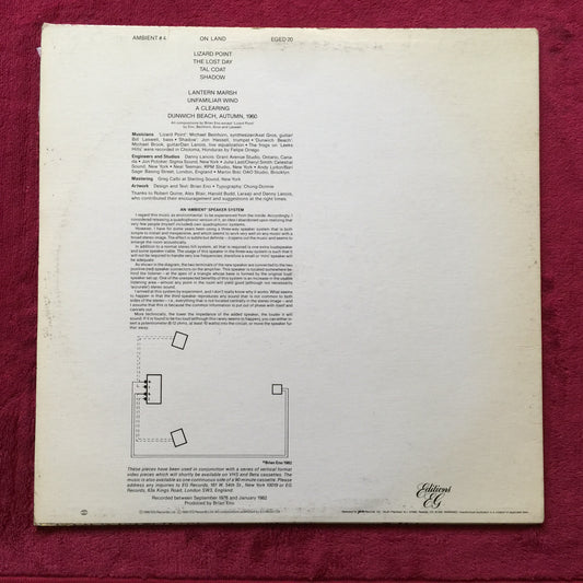 Brian Eno. Ambient 4 (On Land). Importado 1984 en excelente estado. formato muerto