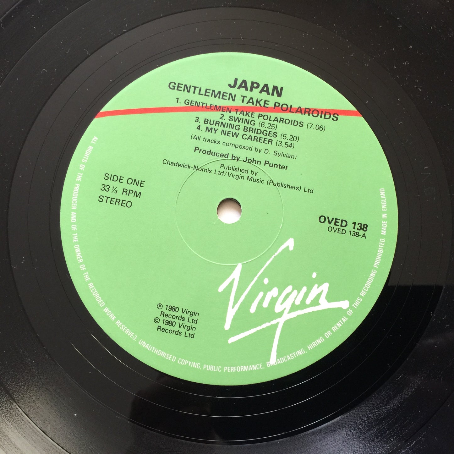 Japan. Gentlemen Take Polaroids. Vinilo en excelente estado. formato muerto