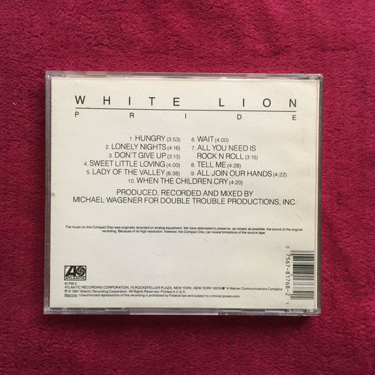 White Lion – Pride. Cd importado primera edición excelente estado. formato muerto