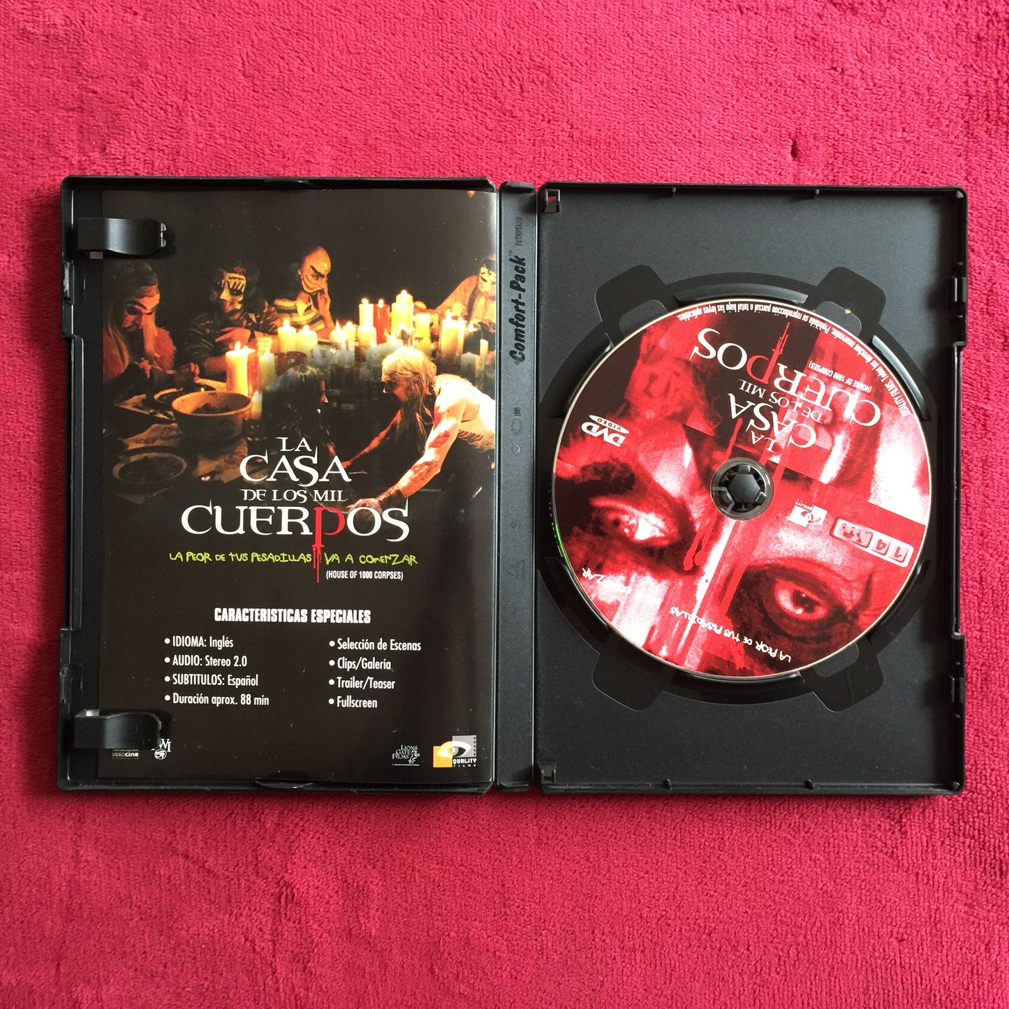 La casa de los mil cuerpos. DVD en excelente estado. formato muerto