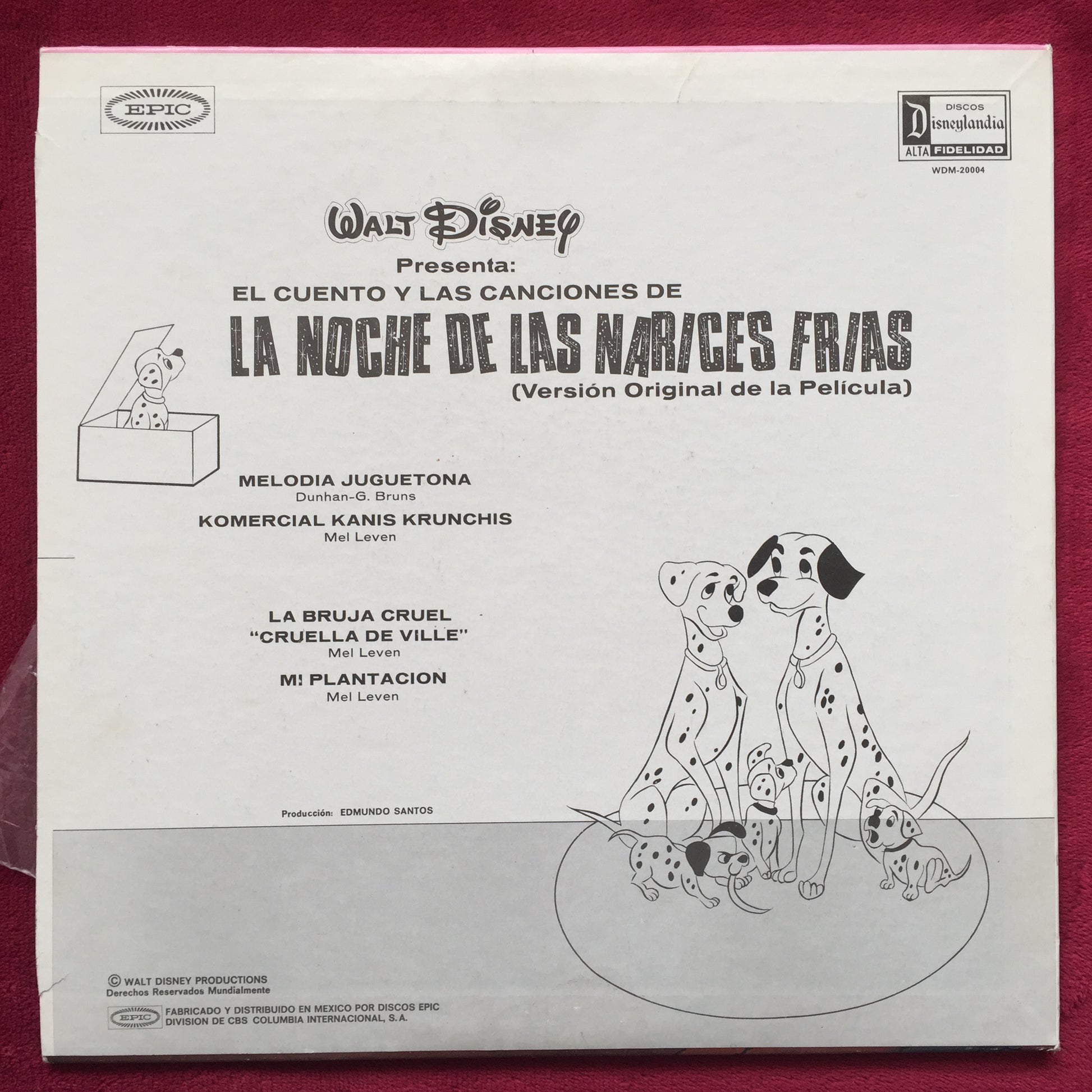 Walt Disney – La Noche De Las Narices Frías. Vinilo en buen estado. formato muerto