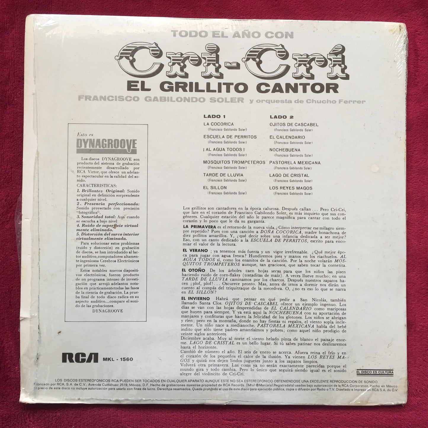 Todo El Año Con Cri-Cri "El Grillito Cantor". Vinilo en buen estado. formato muerto