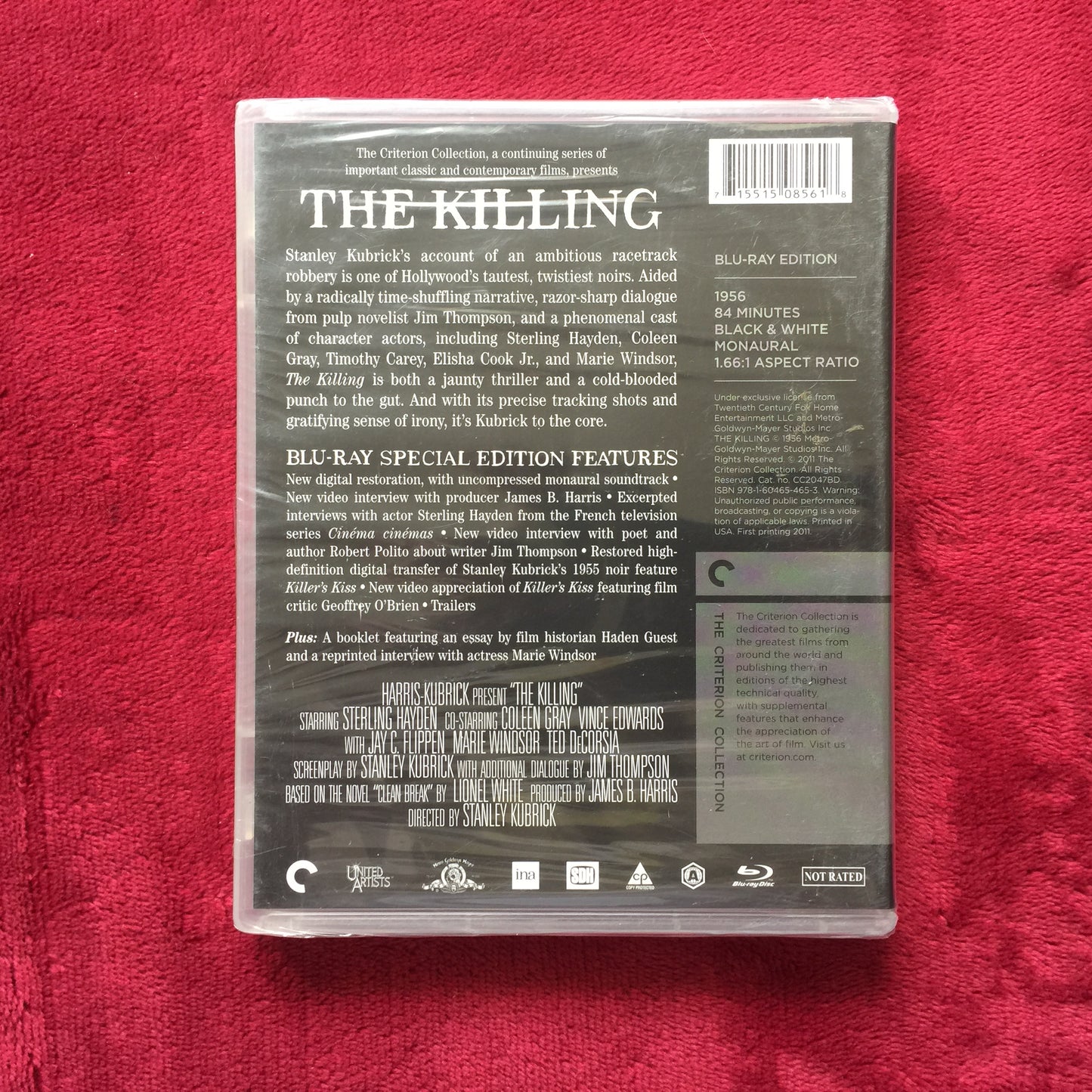 The Killing. Blu-Ray. Nuevo. Criterion. formato muerto