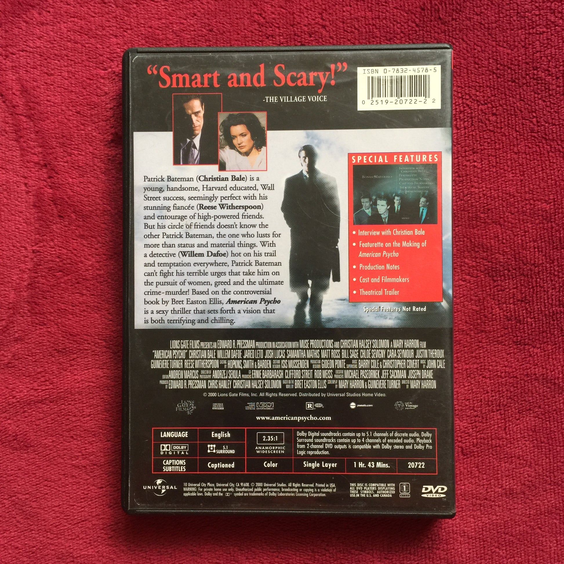 American Psycho. DVD importado. formato muerto