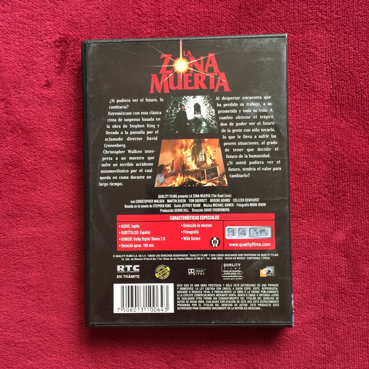 La zona muerta. DVD. formato muerto